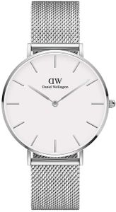 D_W Daniel_Wellington Petite Melrose, Silber/Silber Uhr, 32mm, Mesh, für Damen DW00100164