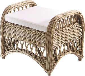 Kobolo Rattanhocker Fußhocker KINGSTON aus Rattan mit Kissen