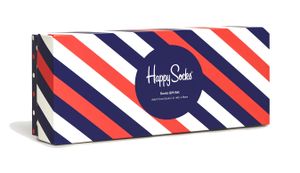 Happy Socks Classic Navy Geschenk Box 4 Paar Socken 4 Paar bunte Socken in einer Geschenkbox, Jedes Paar zeigt unterschiedliche Muster und Farben, Gestrickt aus gekämmter Baumwolle