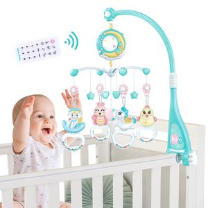 Baby Musik Crib Mobile Babybett mit Timing-Funktion Projektor und Lichtern, hängenden rotierenden Rasseln, Spielzeug für Neugeborene(Blau）