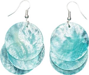 Perlmutt Ohrringe Miniblings Muschel Perlmuttscheiben Hippie Boho blau türkis