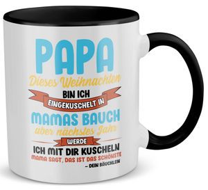 22Feels Weihnachten Du Wirst Papa Tasse Werdender Vater Geschenk Vatertag Dad To Be Schwangerschaft Männer Kaffeetasse Geburtstag Haferl (Weiss-Schwarz)