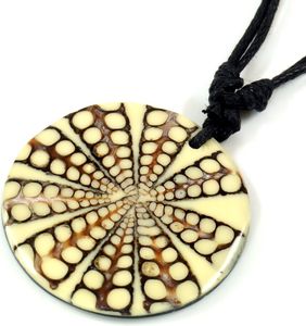 Ethno Kette, Surferkette mit Muscheleinlage, Boho Kette - Modell 6, Creme-weiß, Holz,Muschelscheiben, Ketten & Modeschmuck für den Hals