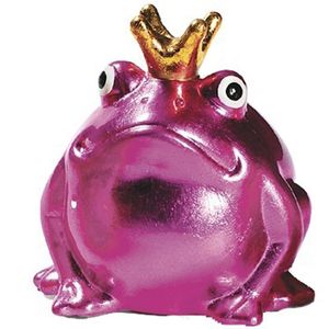 Spardose Froschkönigmit Krone Keramik Pink