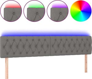 vidaXL LED čelo postele Dark Grey 180x7x78/88 cm Látka