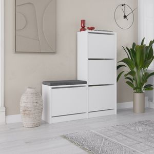 Skye Decor, Dude - White, Schuhschrank, Weiß, 105 x 26 x 118,5 cm