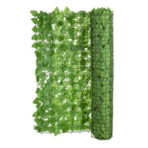 Sichtschutzhecke Blätterwand grün - 300 x 100 cm - Deko Matte Birke künstlich groß