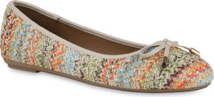 VAN HILL Damen Übergrößen Klassische Ballerinas Schleifen Slippers Schuhe 841285, Farbe: Mehrfarbig, Größe: 45