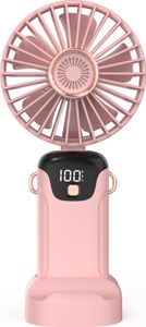 Prenosný ventilátor, mini ručný ventilátor s LED displejom, indikátor batérie, podporuje 5 nastaviteľných rýchlostí vetra, tichá prevádzka, skladacia rukoväť, odnímateľný kryt, vhodný pre deti, ženy, dospelých, do domácnosti, kancelárie, exteriéru, na cesty, do ubytovne