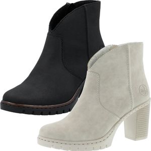 Rieker Damen Stiefelette Blockabsatz Reißverschluss Y2553, Größe:39 EU, Farbe:Beige