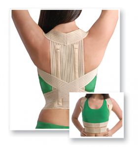 Körperhaltungs-Korrektor elatische Gurte Stütz-Rippen Rücken-Halter 2011 beige M