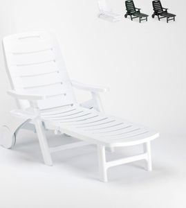 Premiere Grand Soleil Klappbare Sonnenliege aus Kunststoff Pool Strand - Weiß
