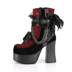 Demonia CHARADE-110 Ankle Boots Stiefeletten schwarz rot, Größe:EU-37 / US-7 / UK-4