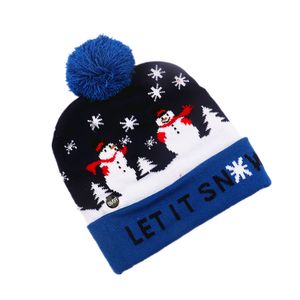 Vánoční klobouk s LED osvětlením Blikající módy Pletené klobouky Dekorace Party Supplies, Sněhulák
