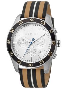 Esprit ES1G204L0015 Jordan Beige Silver Pánské kožené hodinky Chrono Date