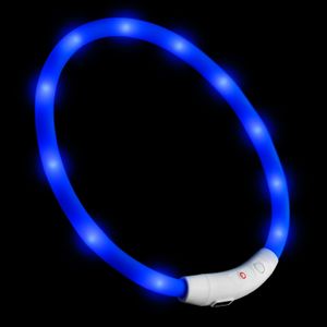 PRECORN LED USB-C Halsband Hund Silikon Hundehalsband Leuchthalsband für Hunde aufladbar per USB-C (Größe S-L auf 18-65 cm individuell kürzbar) blau