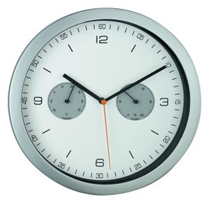 Mebus 52827 Funk-Wanduhr mit Thermometer silber, Farbe:Silber