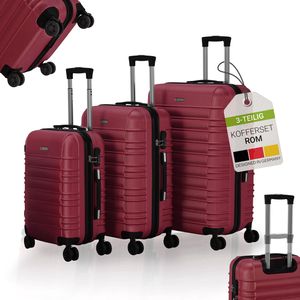 Juskys Hartschale Kofferset Reisekoffer 3 teilig - Zahlenschloss, geräuscharme 360° Rollen groß, Teleskopgriff, leicht - Koffer in Rot Juskys Hartschale Kofferset Reisekoffer 3 teilig - Zahlenschloss, geräuscharme 360° Rollen groß, Teleskopgriff, leicht - Koffer in Rot