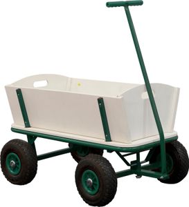 SUNNY Billy Beach Wagon Bollerwagen in Grün | Kinder Handwagen aus Holz mit Luftreifen | Belastbar bis 100  kg | 94x61x97cm