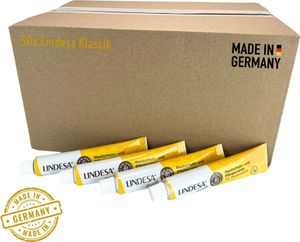 50x LINDESA® Klassik Hautschutzpflegecreme mit Bienenwachs Handcreme 50 ml gelbe Alu-Tube