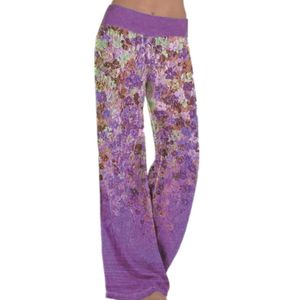 Hohe Taille Lange Gerade Lose Weites Bein Sport Lounge Yogahose Activewear Lila M