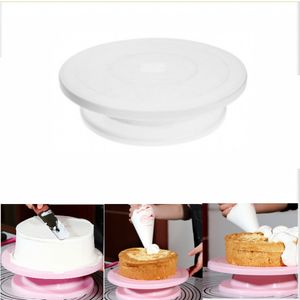 Plastic Cake Drehteller Küche Backen Tools Set Dekoration Zubehör Stand DIY Form Drehen Stabil Anti-Rutsch Runde Kuchen Tisch, Weiß,