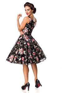 Belsira Premium Vintage Blumenkleid schwarz/rosa L