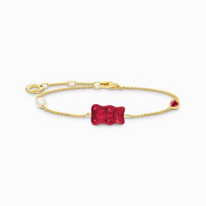 Thomas Sabo A2151-430-10-L19V Vergoldetes Goldbären Armband m. Perle u. Stein