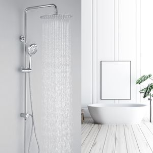 Duschsystem ohne Armatur Kopfbrause aus 304 Edelstahl inkl. verstellbare Duschstange Handbrause Dusche Regendusche für Badezimmer