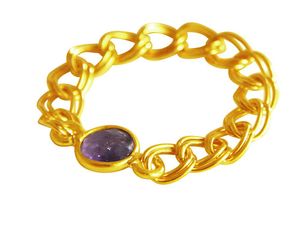 Gemshine - Damen - Ring - Vergoldet - Amethyst - Violett - Beweglich - Geschmeidig