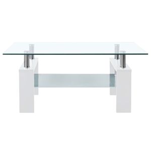 vidaXL Couchtisch Weiß Transparent 95x55x40 cm Hartglas