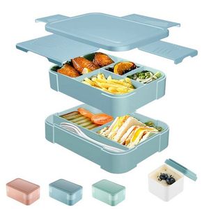 Lunchboxen, Kinder Lunchbox Set mit Gewürzbox und Geschirr, Doppelschicht Kunststoff Lunchbox Brotdose GroBe Kapazität, Bento Box Lebensmittelbox mikrowellengeeigne