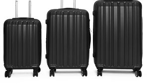 3dílná sada kufrů z tvrdé skořepiny ABS systém koleček pro kufry na kolečkách cestovní kufr z tvrdé skořepiny se 4 dvojitými kolečky černý