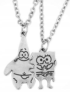 Freundschaftshalsketten - SpongeBob - Ideal als Geschenk - Patrick - Hochwertige Verarbeitung - Silberfarbene Ketten - Einzigartiges Design