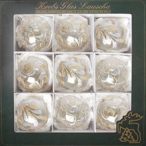 Krebs Glas Lauscha Christbaumkugeln 9er Set Transparent Silber/Gold - Größe ca. 8cm