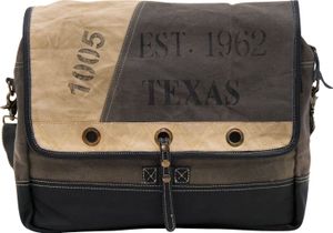 Sunsa 51812 Dark Classy Vintage Messenger Schultertasche aus Canvas und Leder