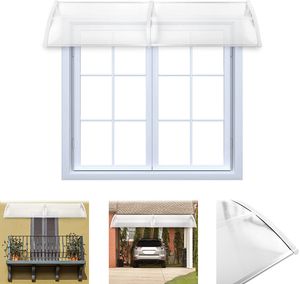 YARDIN 300 x 100 cm Vordacher für Haustür Überdachung, Pultbogenvordach Polycarbonat Wetterschutz Haustürvordach für Türdach und Fenster, Weiß