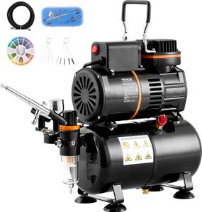 Sada airbrush VEVOR, sada kompresorového systému se dvěma ventilátory a zásobníkem vzduchu o objemu 3,5 l, sada airbrush s airbrush hrotem 0,3 mm, držák, míchací kolečko, sada čisticích štětců, Art Nail Cookie