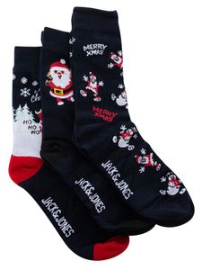 Jack & Jones Herren Santa Xmas 3er-Pack Socken-Geschenkbox, Blau One Size