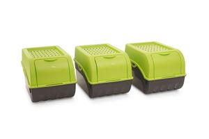 Novaliv 3x Mittel 5L Kartoffelbox grün Vorratsbehälter Aufbewahrungsdose Küchen Aufbewahrungsbehälter
