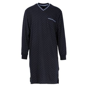 GÖTZBURG Herren Nachthemd - Nightshirt, V-Ausschnitt, Pure Cotton Marine XL