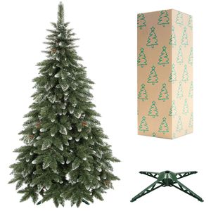 Künstlicher Premium-Weihnachtsbaum 220 cm Diamantkiefer mit Kunstschnee und echten Zapfen Winter-Optik Tannenbaum