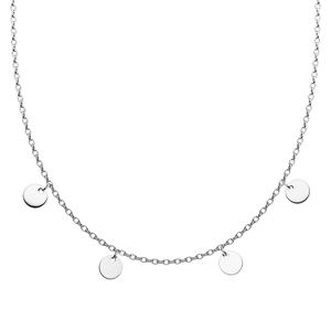 viva-adorno Edelstahl Damenkette mit Plättchen Coin Kette Halskette Runde Anhänger 44cm Länge HK42,silber