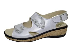 Damen Komfort Sandale weiß aus Leder Größe 36 bis 42 Wechselfußbett