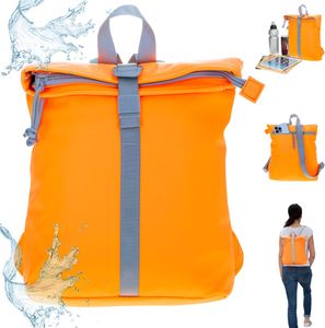 Rucksack Damen New Rebels Mart Fashion small, medium Damenrucksack Handtaschenrucksack Handtasche Daypack Büro Freizeit Freizeitrucksack klein 511255 32 NEON Orange + Bagboom Schlüsseletui
