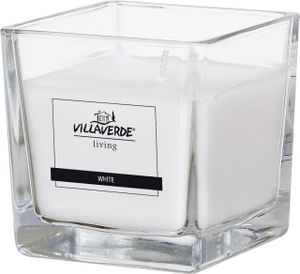 Villa Verde Duftkerze im Glas klar eckig White, 8 x 8 x 8 cm