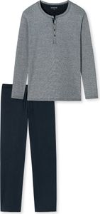 Schiesser Schiesser Herren Schlafanzug lang mit BÃ1/4ndchen - Nightwear Set uni 1415-99-00733