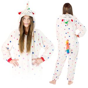 ZOLTA Jumpsuit Onesie für Damen und Herren - Sanft Kuschelig Unisex Pyjama - Warme Schlafanzug - Kostüm für Party und Halloween - Größe 158-168 cm M - Neues Stern-Einhorn