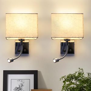 ZMH 2ks LED nástenné svietidlo spálňa obývacia izba lampa na čítanie lampa na posteľ látka s flexibilným otočným ramenom na čítanie E27 svetlo na čítanie pre hotel chodba