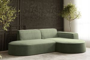 Kaiser Möbel Ecksofa Designer MODENA STUDIO stoff Dicker cord Poso Hellgrün Rechts